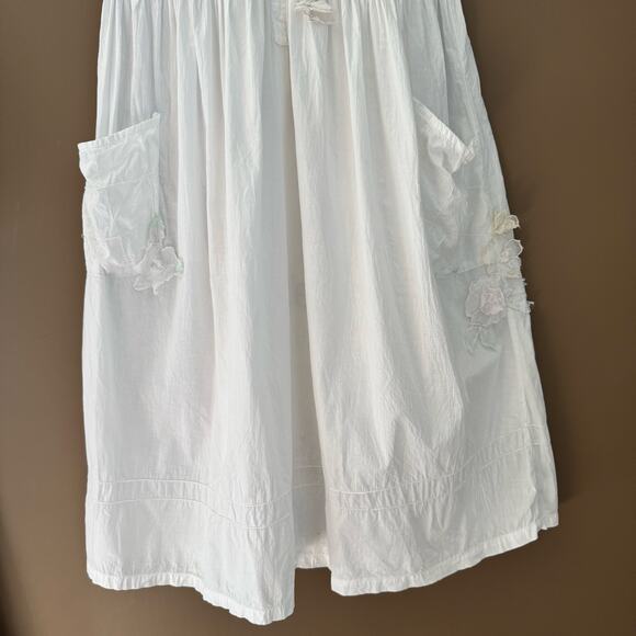 American Vintage cottagecore prarie white eyelet sleeveless dress 3D flowers M - Picture 12 of 16